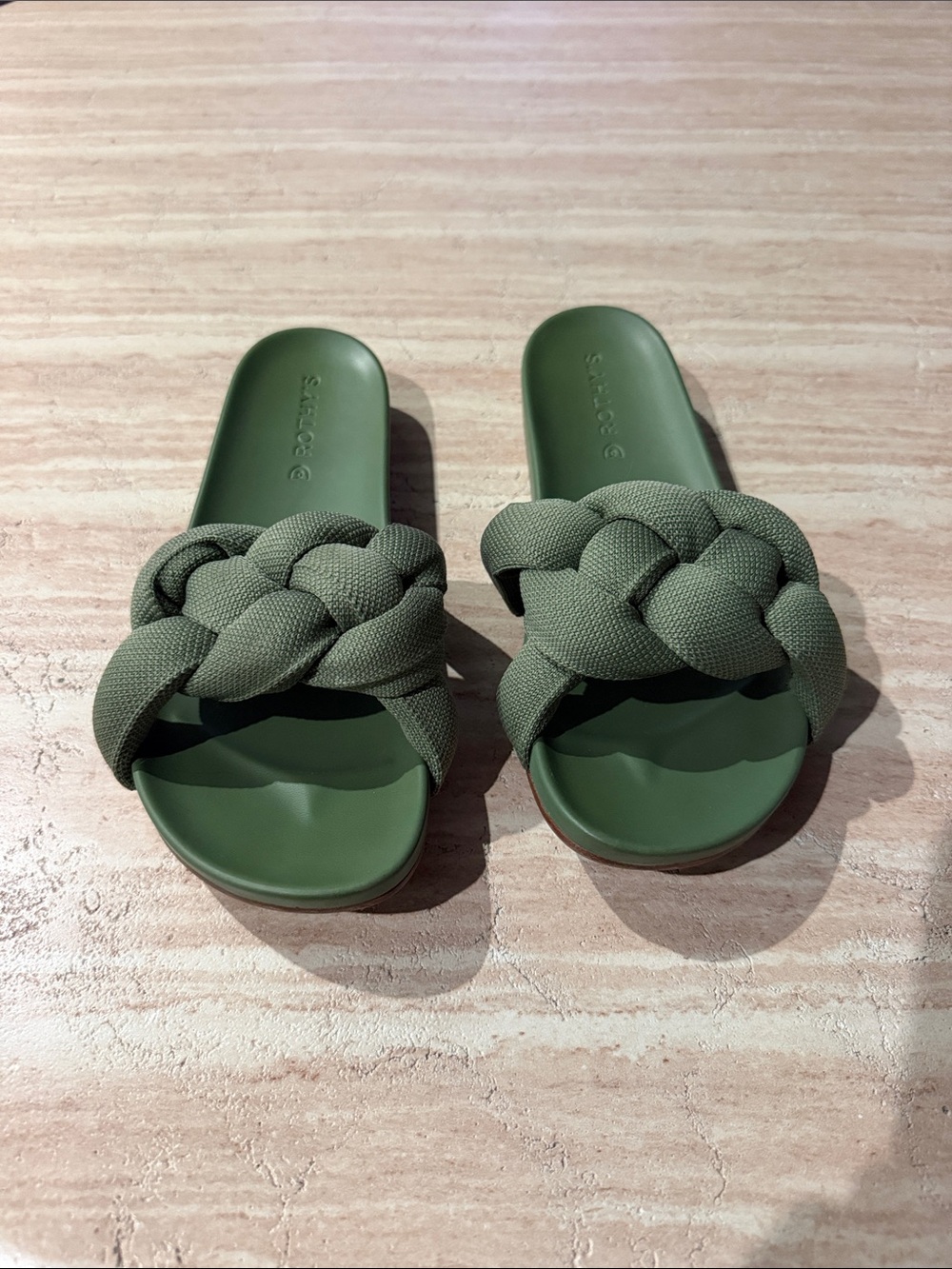 Rothy's Olive Braided Slide Sandals
